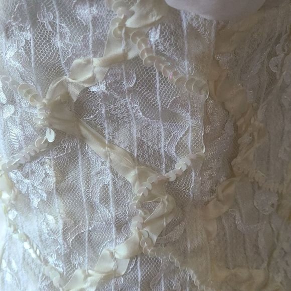 Vintage White Organza Wedding or Prom Dress 9/10 - Picture 9 of 11